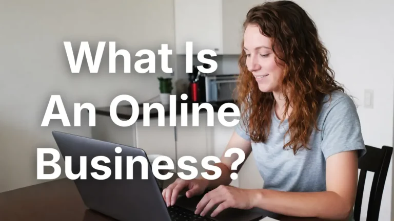 What Is An Online Business? Woman working on a laptop while learning about online business.